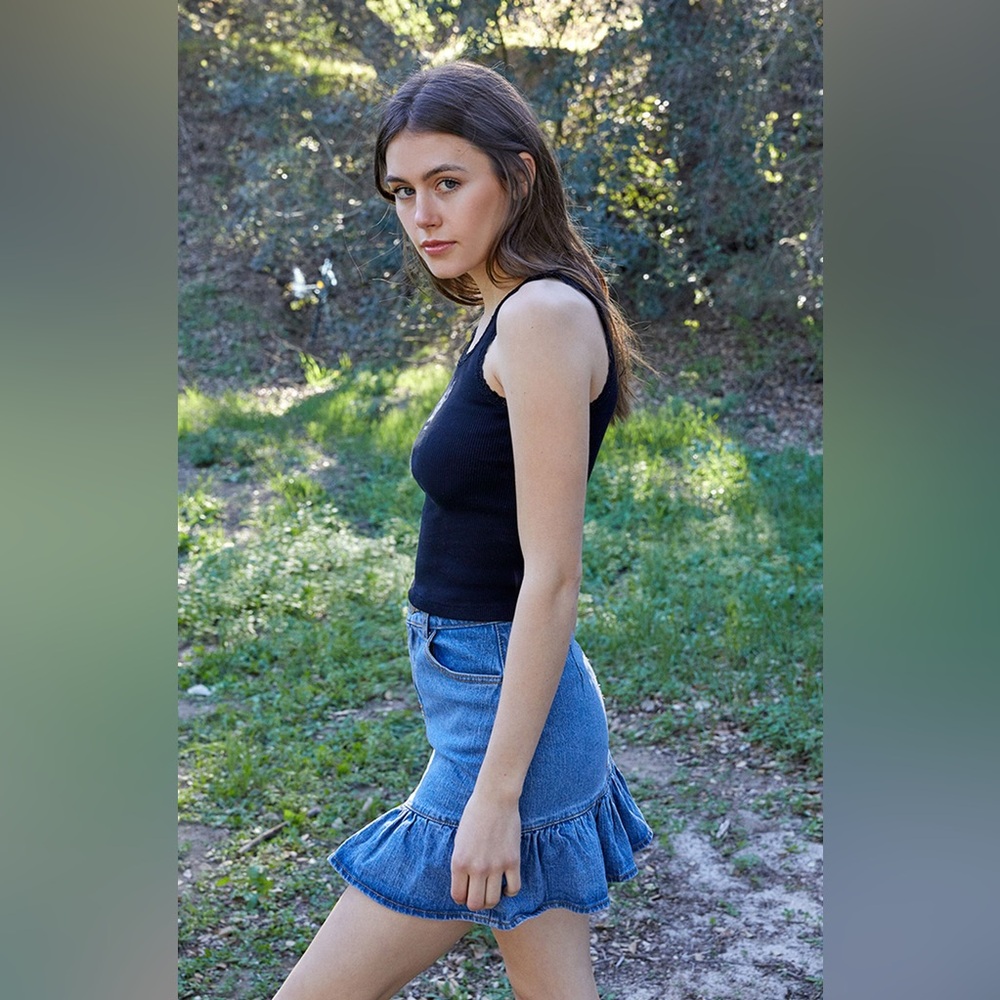 Denim Ruffle Skirt - Picture 4 of 8